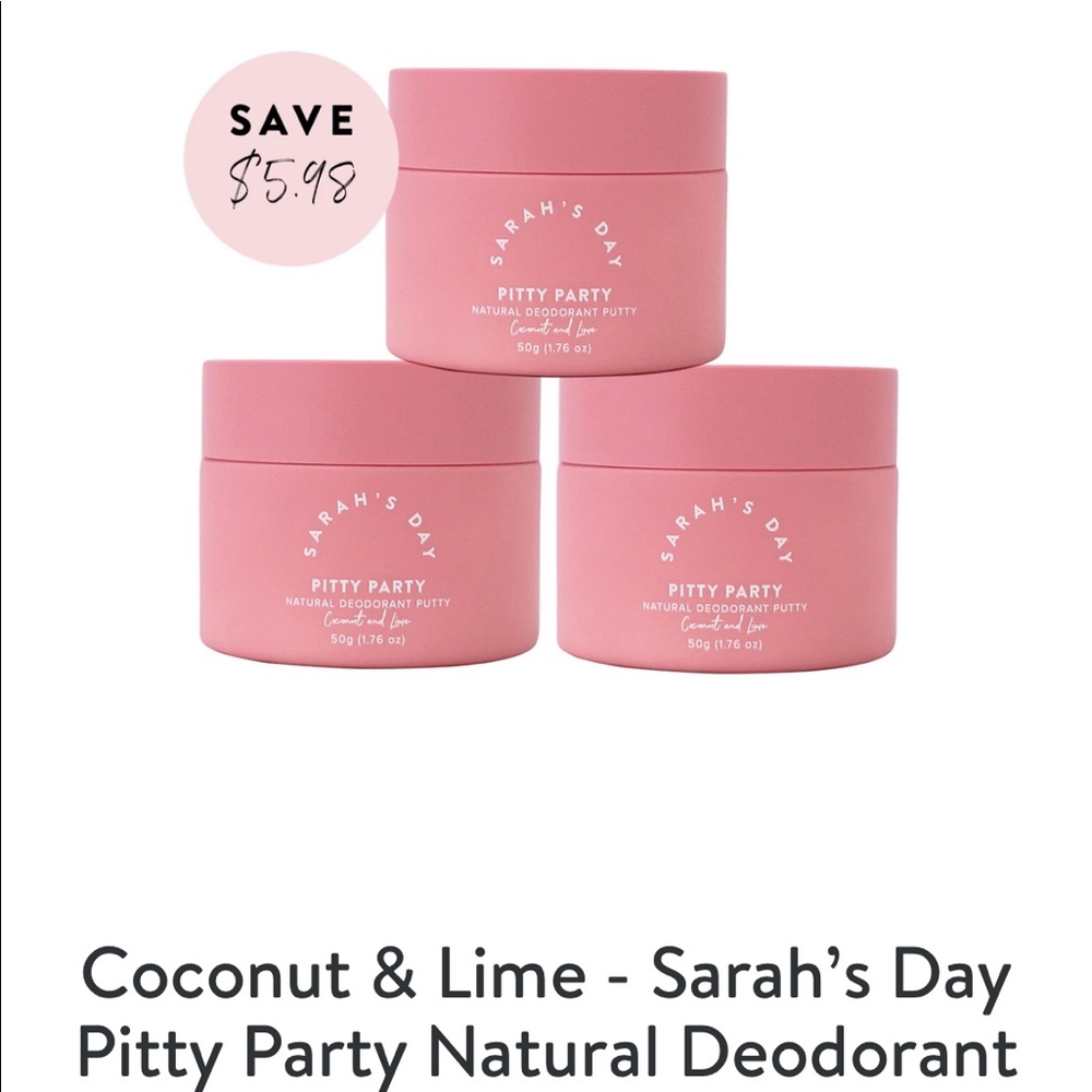 Sarah’s Day Pitty Party Natural Deodorant Triple